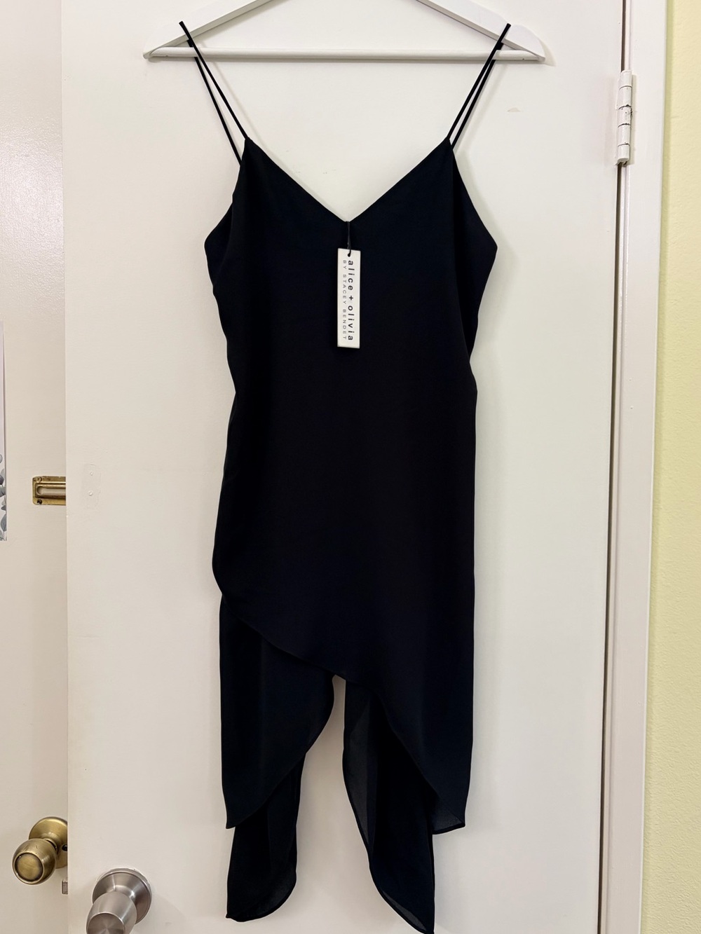 NWT Alice+Olivia Asymmetrical Mini Slip Dress/Tunic Draped Handkerchief Hem XS